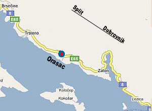 Orašac - Dubrovnik map